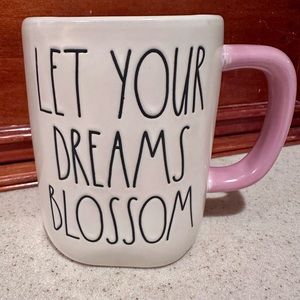 Rae Dunn Purple-ish Pink and White Mug “Let Your Dreams Blossom”